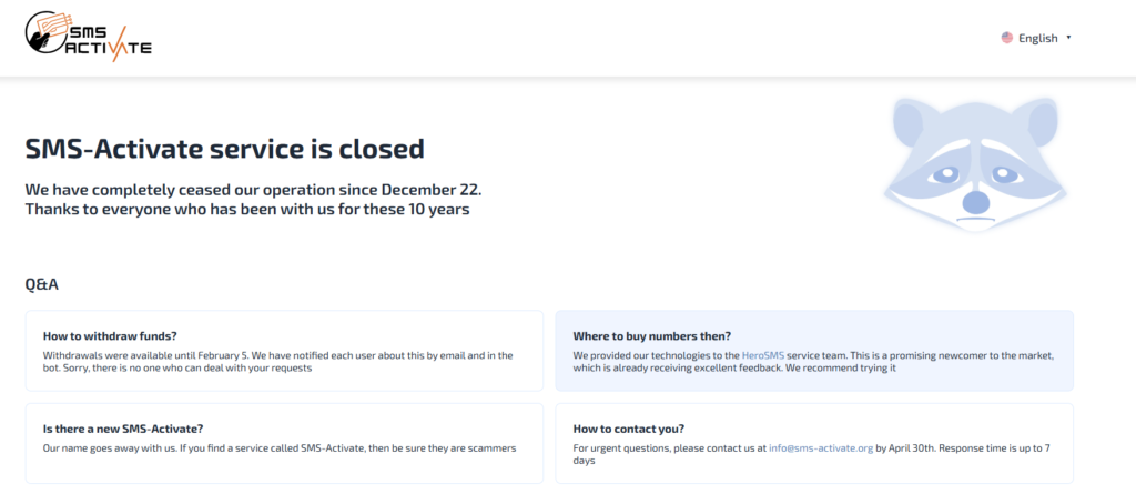 sms-activate closed